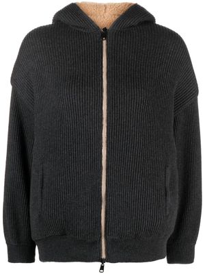 Brunello Cucinelli reversible knitted hoodie - Grey