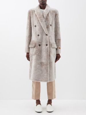 Brunello Cucinelli - Reversible Tailored Shearling Coat - Womens - Light Brown