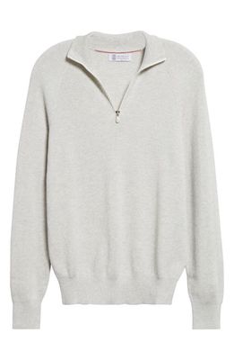 Brunello Cucinelli Rib Cotton Pullover in Nebbia/Panama