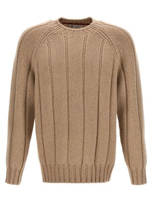 Brunello Cucinelli Ribbed Crew Neck Sweater