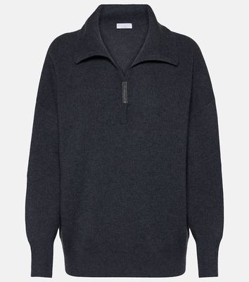 Brunello Cucinelli Ribbed-knit cashmere polo sweater