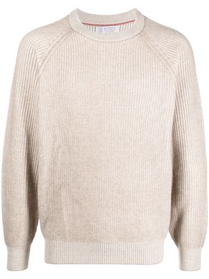 Brunello Cucinelli ribbed-knit cashmere sweatshirt - Neutrals