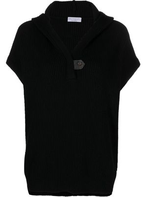 Brunello Cucinelli ribbed-knit cashmere top - Black