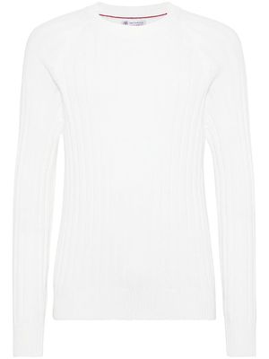 Brunello Cucinelli ribbed-knit cotton jumper - White