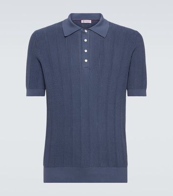 Brunello Cucinelli Ribbed-knit cotton polo shirt