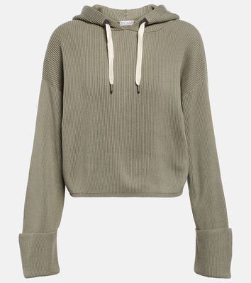 Brunello Cucinelli Ribbed-knit cropped cotton hoodie