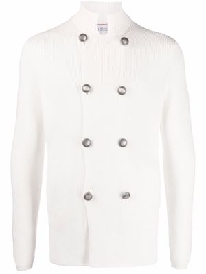 Brunello Cucinelli ribbed-knit double-breasted cardigan - White