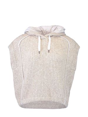 Brunello Cucinelli ribbed-knit hooded vest - Neutrals