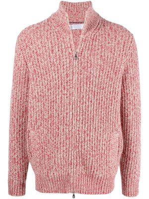 BRUNELLO CUCINELLI ribbed-knit zip-up cardigan - Pink