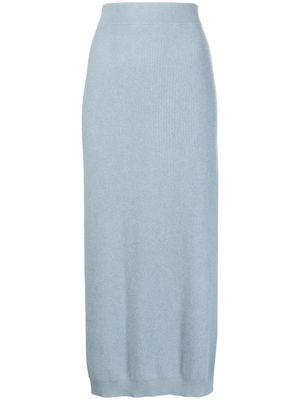 Brunello Cucinelli ribbed wool-cashmere skirt - Blue