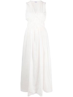 Brunello Cucinelli ruched-detailing sleeveless gown - White