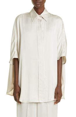 Brunello Cucinelli Satin Cape Shirt in C200 Ivory