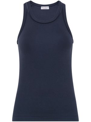 Brunello Cucinelli satin-trimmed tank top - Blue