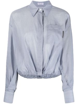 Brunello Cucinelli semi-sheer striped shirt - Blue