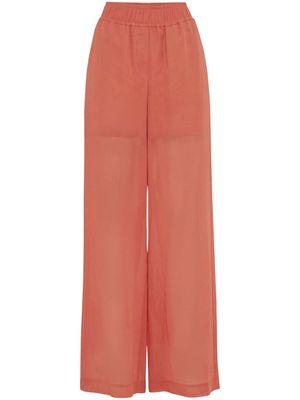 Brunello Cucinelli semi-sheer wide-leg trousers - Orange