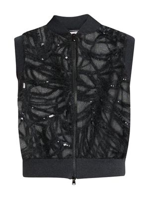 Brunello Cucinelli sequin-design silk vest - Black