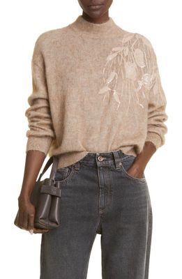 Brunello Cucinelli Sequin Embellished Brushed Sweater in Ck074 Brown