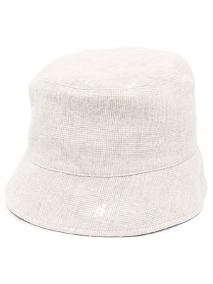 Brunello Cucinelli sequin-embellished bucket hat - Neutrals
