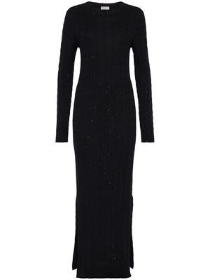 Brunello Cucinelli sequin-embellished cable-knit dress - Black