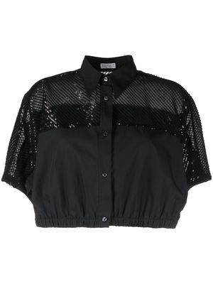 Brunello Cucinelli sequin-embellished cropped shirt - Black