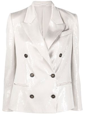 Brunello Cucinelli sequin-embellished double-breasted blazer - Grey
