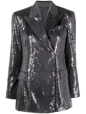 Brunello Cucinelli sequin-embellished double-breasted jacket - Grey