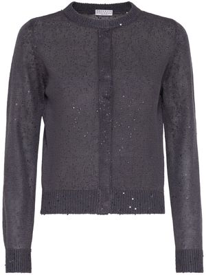 Brunello Cucinelli sequin-embellished linen-silk cardigan - Grey