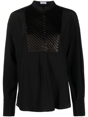 Brunello Cucinelli sequin-embellished long-sleeved blouse - Black