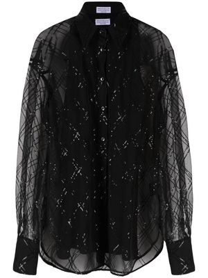 Brunello Cucinelli sequin-embellished silk blouse - Black