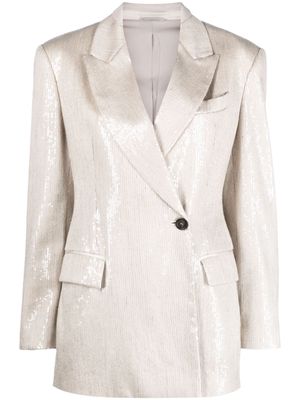 Brunello Cucinelli sequin embellishiment blazer - Neutrals