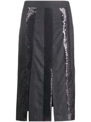 BRUNELLO CUCINELLI sequined wool midi skirt - Grey