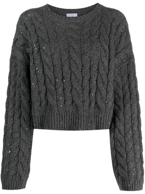 Brunello Cucinelli sequinned cable-knit jumper - Grey