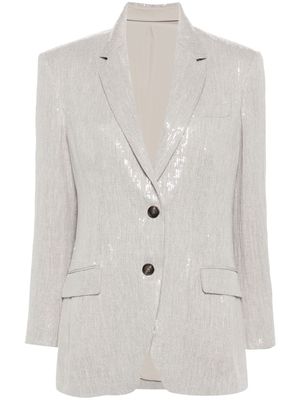 Brunello Cucinelli sequinned linen-blend blazer - Grey