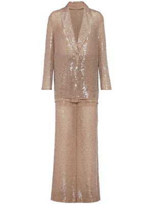 Brunello Cucinelli sequinned silk single-breasted suit - Neutrals