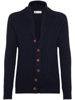 Brunello Cucinelli shawl-collar cotton cardigan - Blue