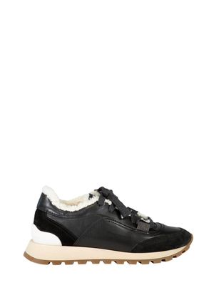 Brunello Cucinelli shearling-lined leather sneakers - Black