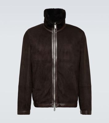 Brunello Cucinelli Shearling-trimmed suede jacket