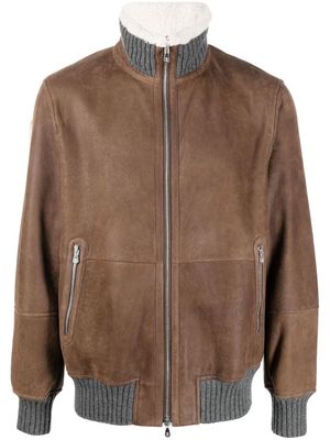 Brunello Cucinelli sheepskin bomber jacket - Brown