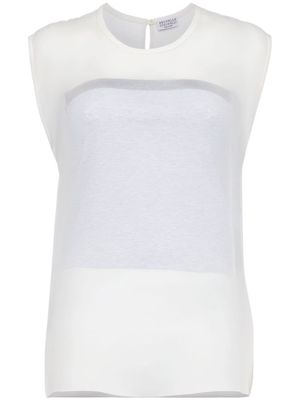 Brunello Cucinelli sheer sleeveless blouse - Neutrals