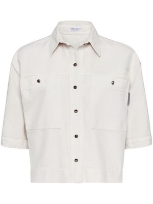 Brunello Cucinelli short-sleeve cotton-linen jacket - White