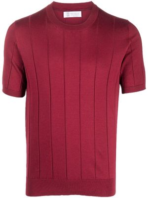 Brunello Cucinelli short-sleeve knitted jumper - Red