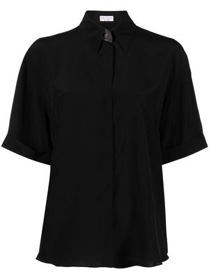 Brunello Cucinelli short-sleeve silk shirt - Black