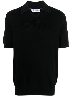 Brunello Cucinelli short-sleeves ribbed polo shirt - Black
