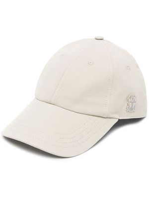 Brunello Cucinelli side logo-patch detail baseball cap - Neutrals