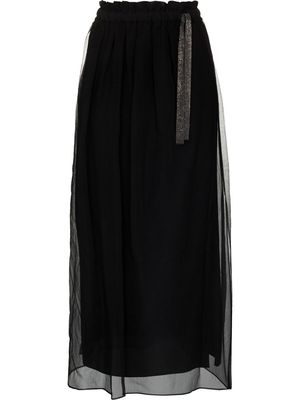 Brunello Cucinelli side-slit tulle skirt - Black
