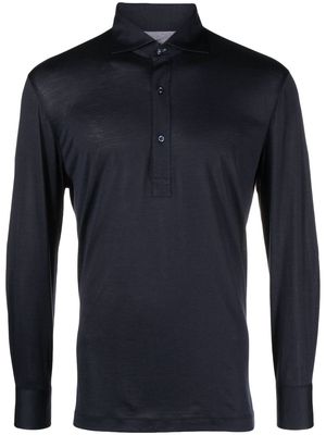 Brunello Cucinelli silk-cotton jersey polo shirt - BLUE