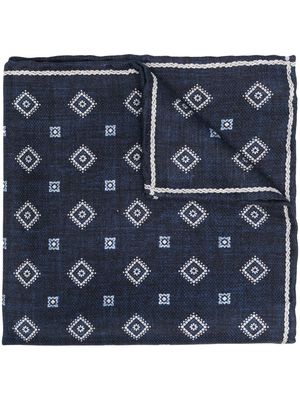 Brunello Cucinelli silk geometric-pattern pocket square - Blue