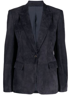 Brunello Cucinelli single-breasted leather blazer - Blue