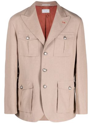 Brunello Cucinelli single-breasted linen blazer - Brown