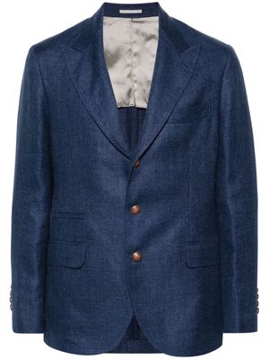 Brunello Cucinelli single-breasted linen-blend blazer - Blue